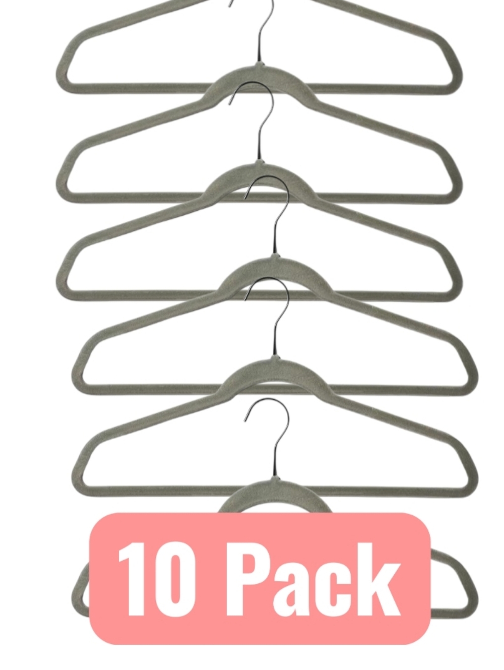 10 Pk Non-Slip Velvet Clothes Hangers - Gray & Black - Picture 2 of 7